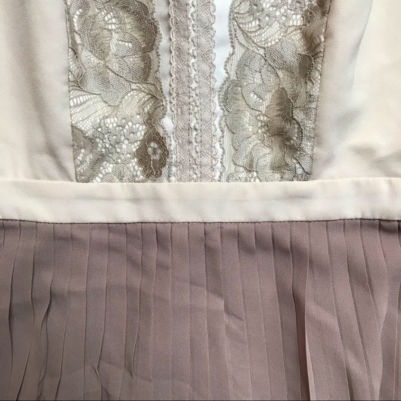 Minuet Cream Beige Pleated Lace A-Line Dress, EUC, M - Picture 5 of 15